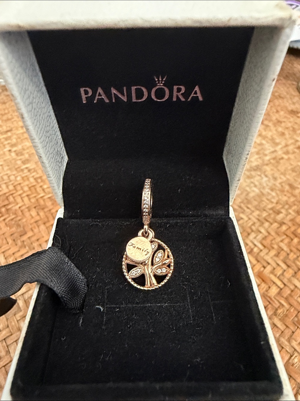 Pandora Rose Gold Tree of Life Charm with 'Family' Tag